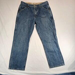 Lee Dungarees Boys Carpenter Jeans Blue‎ Denim Husky 18 Adjustable Waist 5229607
